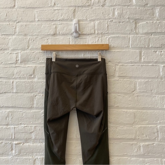 Lululemon || Miles Ahead Tight 28" Dark Olive Pocket Mesh Reflective Leggings 4 - Picture 2 of 7